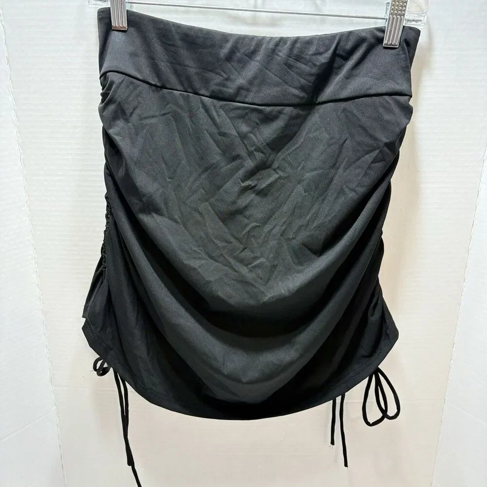 Halara Womens Black Ruched Womens Mini Skirt Skort Size L Workout Stretch
